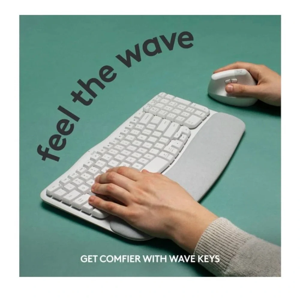Off-White Ergonomic Wireless Keyboard - White